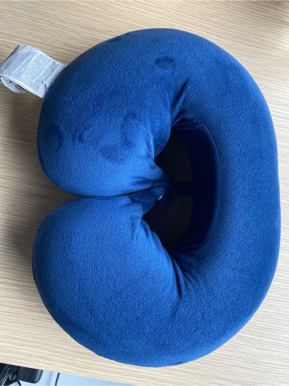 Plush Blue Memory Foam Travel Neck Pillow - Unbranded
